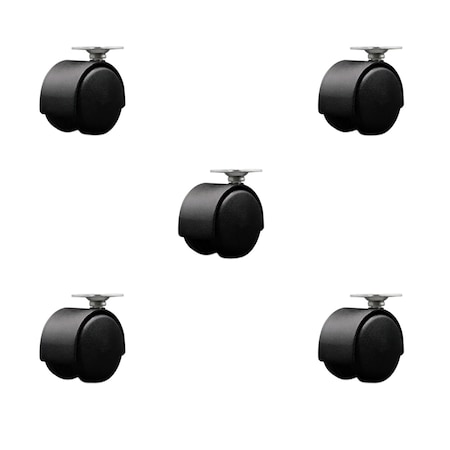 Service Caster 2'' Black Metal Hooded Twin Wheel Caster Nylon Wheels Top Plate, 5PK SCC-TP02S50D-NYS-FB-5